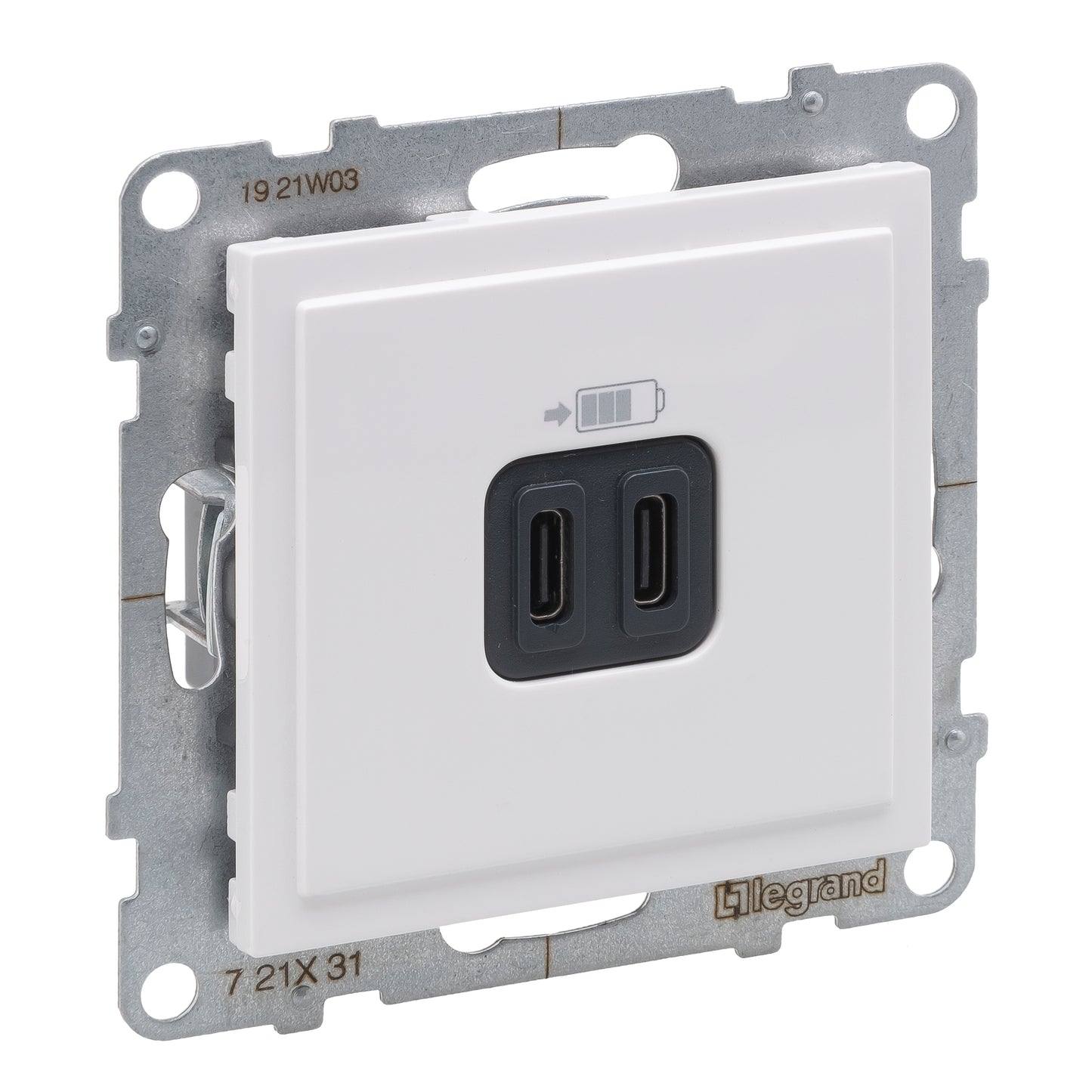 LEGRAND Suno fehér 2xUSB-C csatlakozóaljzat, 3 A - 15 W, keret nélkül 721131