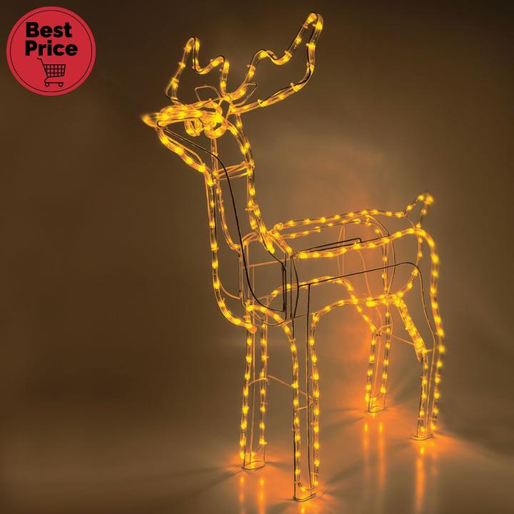 Szarvas figura, borostyánszínű LED, fém váz, talpra hajtható, IP44, kültéri, beltéri,230 V- / 50 Hz (kültéri IP44-es csatlakozódugó ROPE 1