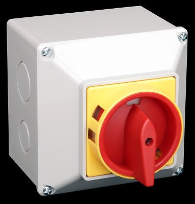 Biztonsági szakaszoló kapcsoló 400V, 50Hz, 32A, 4P, 7,5kW, 64×64mm, IP65 Tokozott TSS-32/4T65S