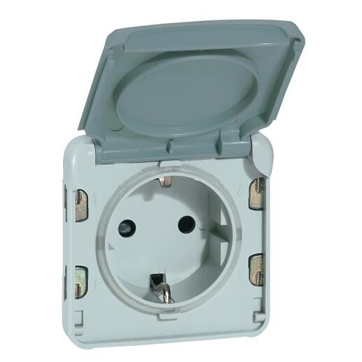 Legrand plexo 55 Legrand 2p+F aljzat csapófedéllel, rugós, szürke