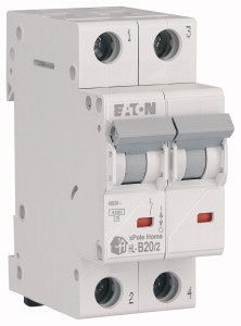 Eaton Home kismegszakító,autómata 4,5kA, 2P, 20A, B jelleggörbe 194762