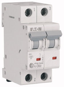 Eaton Home kismegszakító,autómata 4,5kA, 2P, 6A, C jelleggörbe 194768