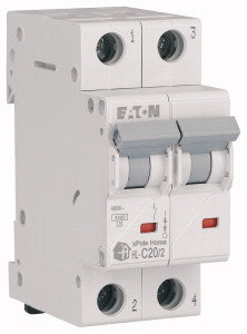Eaton Home kismegszakító,autómata 4,5kA, 2P, 20A, C jelleggörbe 194772