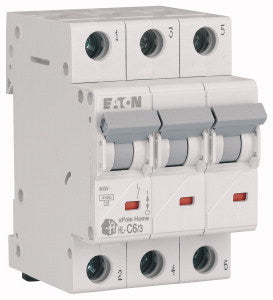 Eaton Home kismegszakító 4,5kA, 3P, 6A, C jelleggörbe 194788
