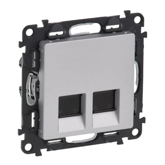 Legrand valena life 2xRJ45 Cat. 5e UTP csatlakozóaljzat  alumínium