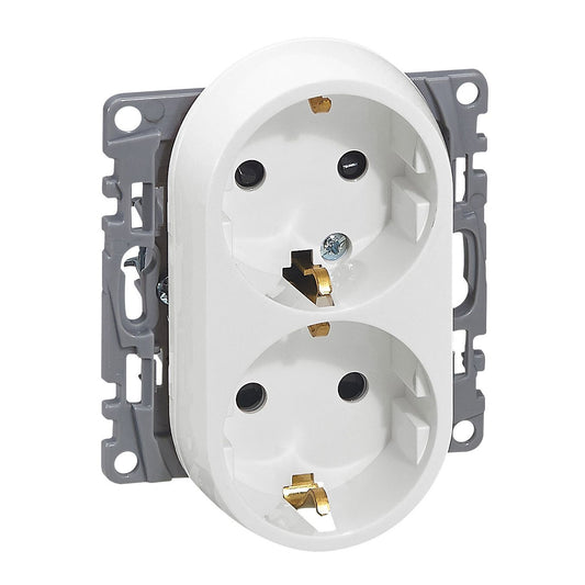 Legrand Niloé 2×Legrand 2p+F csatlakozóaljzat biztonsági zsaluval (csavaros), fehér