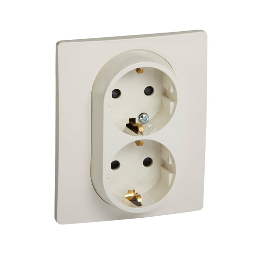 Legrand Niloé 2×Legrand 2p+F csatlakozóaljzat biztonsági zsaluval (csavaros), bézs
