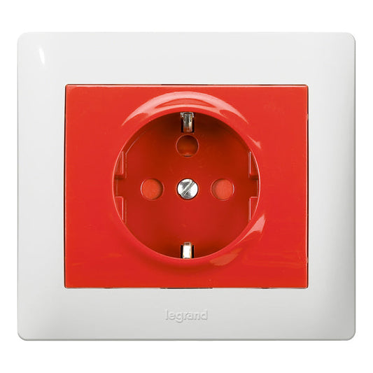 Legrand Galea Life Legrand 2p+F aljzat reteszelt, piros betéttel