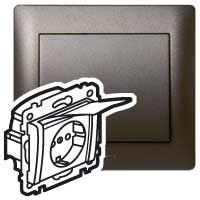 Legrand Galea Life Legrand 2p+F aljzat biztonsági zsaluval, csapófedéllel, mélybronz