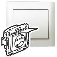 Legrand Galea Life Legrand 2p+F aljzat biztonsági zsaluval, csapófedéllel, gyöngyház
