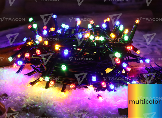 Tracon Karácsonyi fényfüzér, színes,kültéri/beltéri , 230VAC, 2+10M, 100LED, 3,6W, RGB, IP44