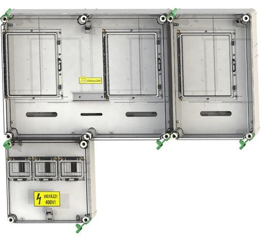 Csatári fogyasztásmérő szekrény, 1 vagy 3 fázisú általános és vezérelt és H-tarifás méréshez, szabadvezetékes PVT 7590 Á-V-H Fm-SZ