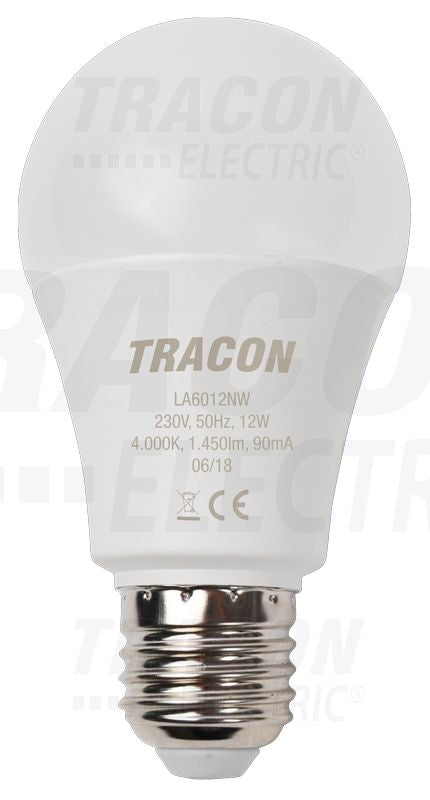 Normál alakú LED fényforrás 230 V 12W 4000K E27 1450lm A60 EEI=E