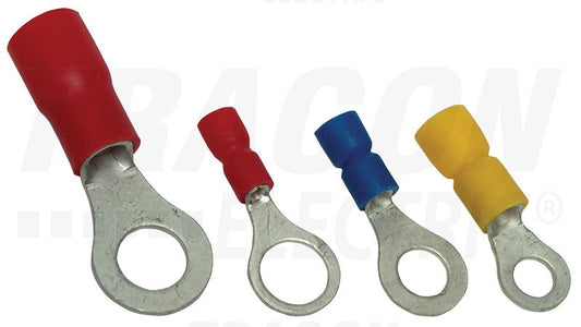 Szigetelt szemes saru 6mm2, M4, (d1=3,4mm, d2=4,4mm), PVC
